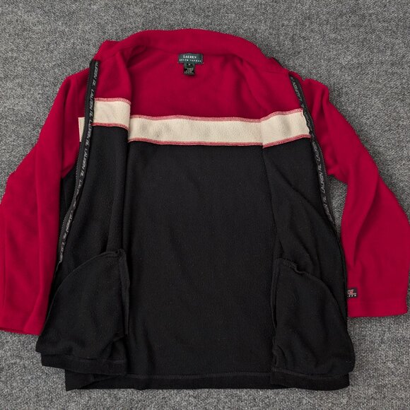 LAUREN RALPH LAUREN Jacket Men's M Red White Black Fleece Zip Track Long‎ Sleeve - Picture 8 of 11